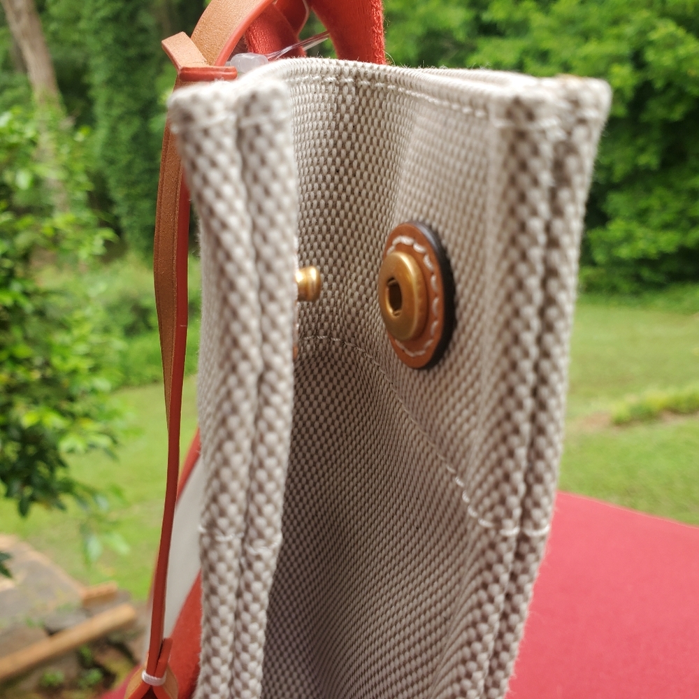 Tory Burch Canvas Miller Tote Natural/Poppy Red - Picture 5 of 12